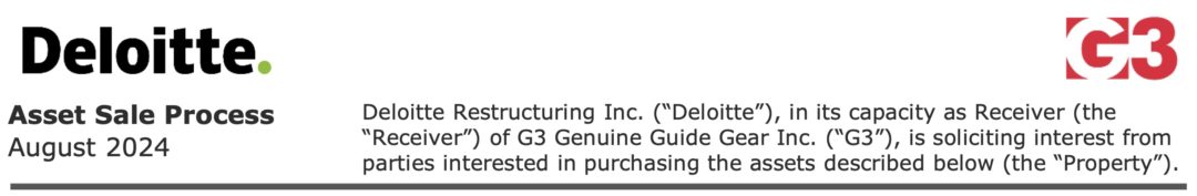 Deloitte announcing the sale of G3's assets. Screengrab: Deloitte